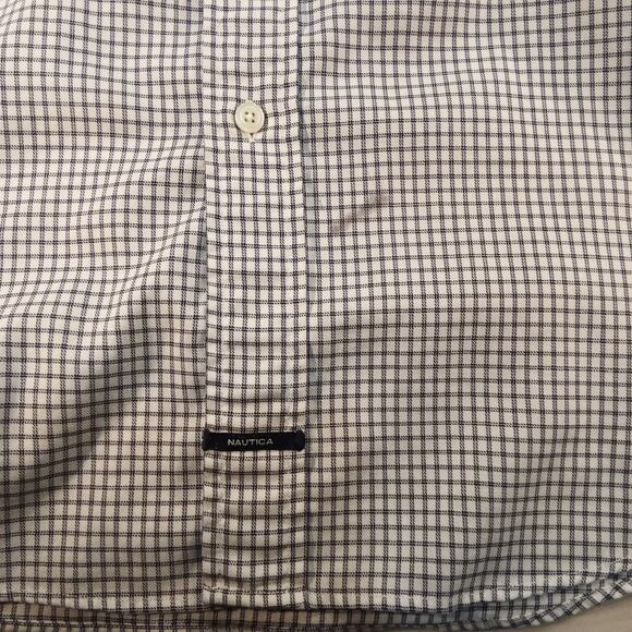 Nautica Men’s XL White Blue Check Button Down Shirt Long Sleeve 100% Cotton - Picture 7 of 7